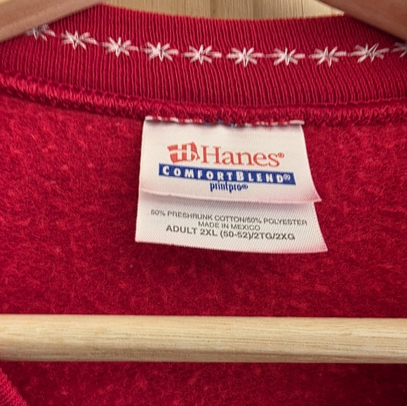 Vintage 90s 2XL Santa Embroidered Christmas Snowflake Sweatshirt - Picture 4 of 8